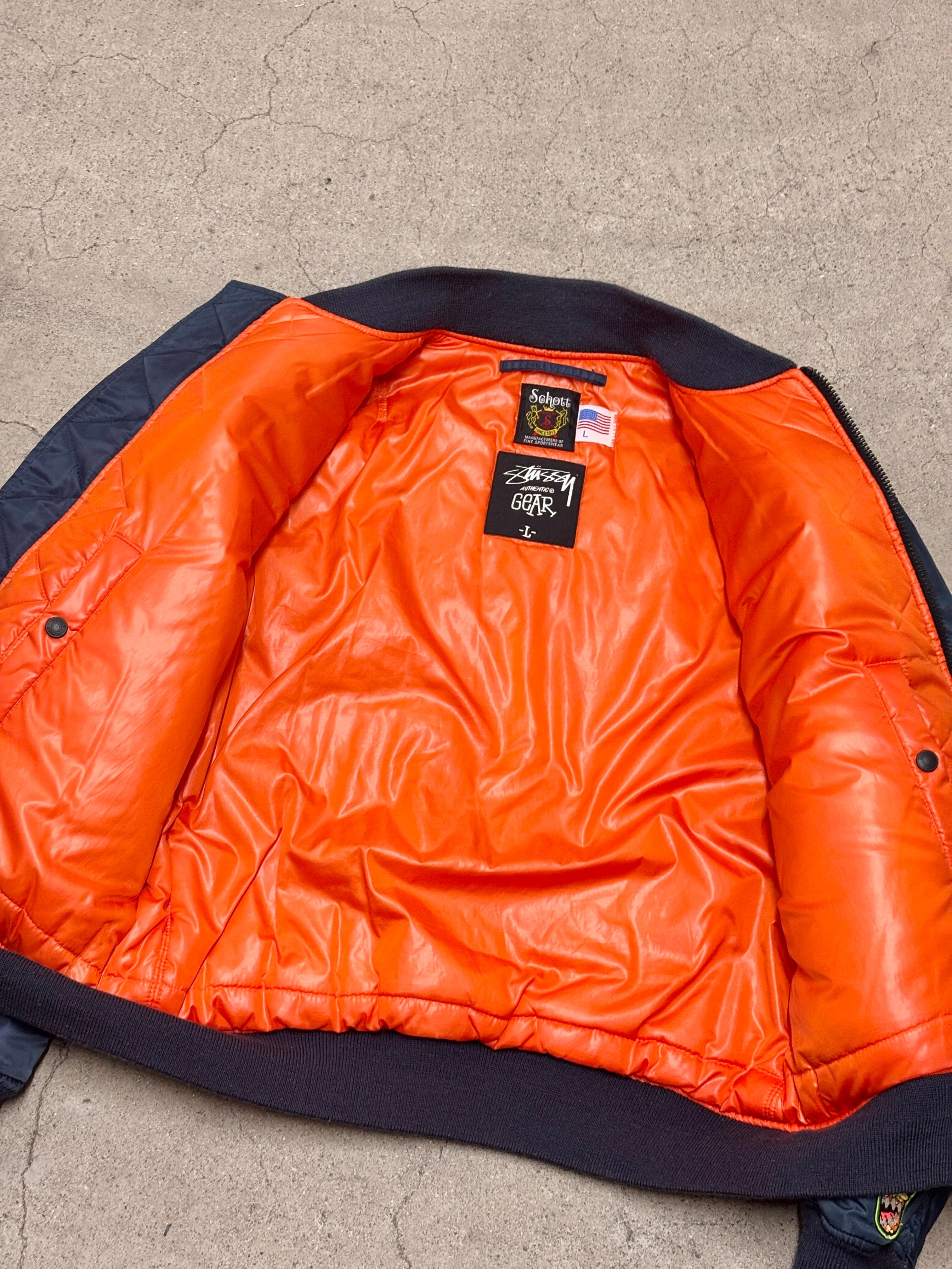 10s STUSSY × SCHOTT/MA-1 Flight Jacket/2013年L/フライトジャケット
