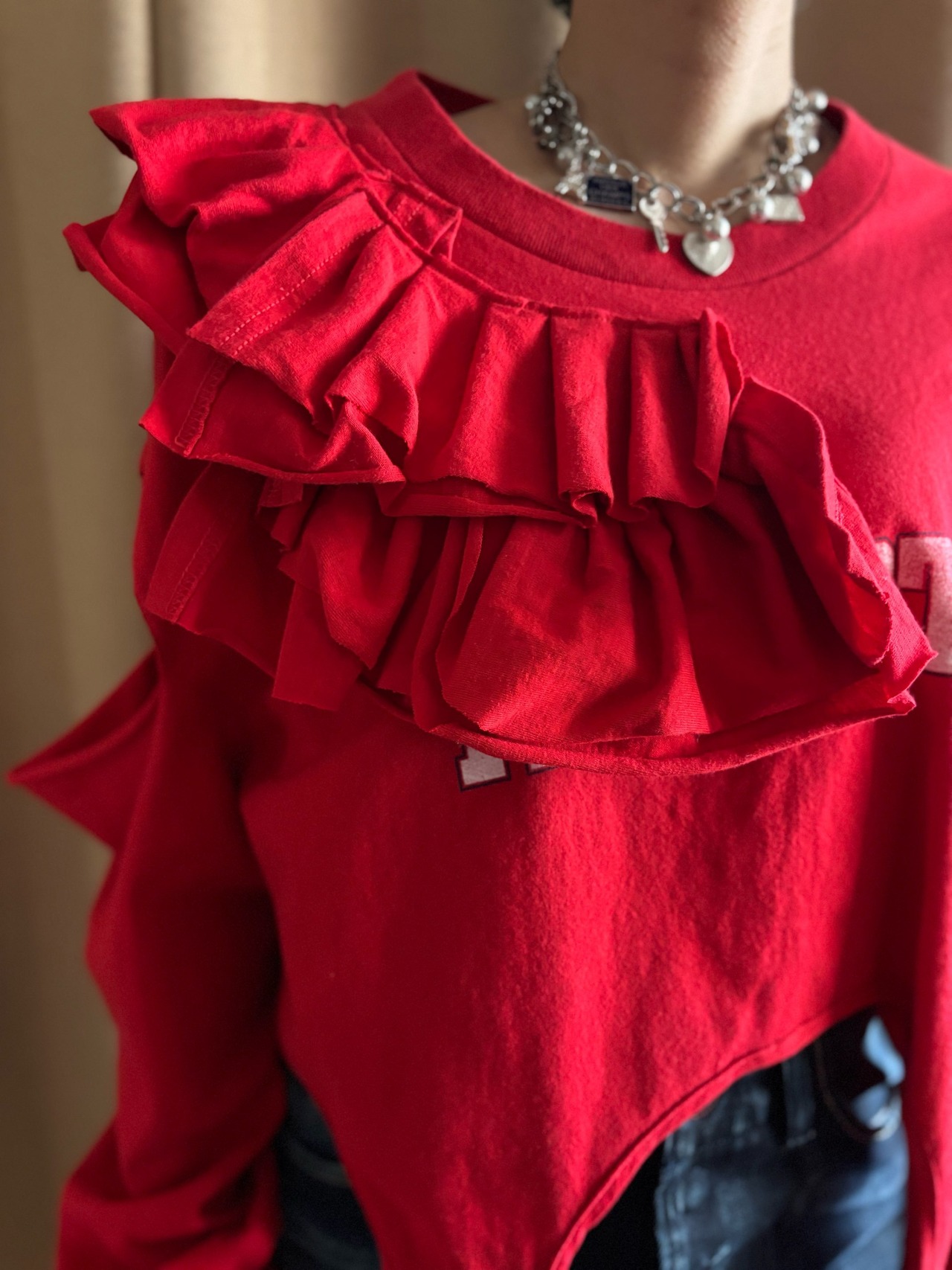 garter belt design frill remake long t shirt-4519-2