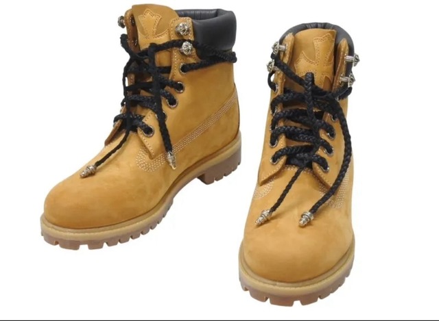 CHROME HEARTS クロムハーツ × Timberland ティンバーランド オーダー コラボ ブーツ ブラウン ダガー クロスボール