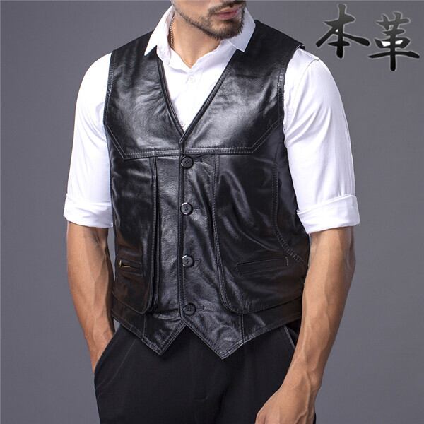 バイク用本革ベスト レザーベスト メンズ レザー ベスト 本革 牛革
