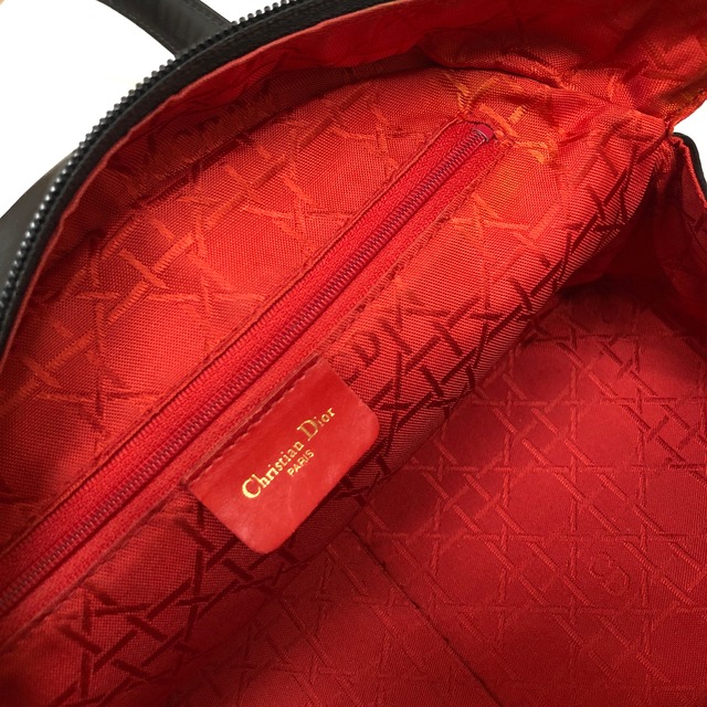 Christian Dior　クリスチャン ディオール　Diorモチーフ　レザー　ミニバッグ　ハンドバッグ　ブラック　vintage　ヴィンテージ　オールド　dr47sc