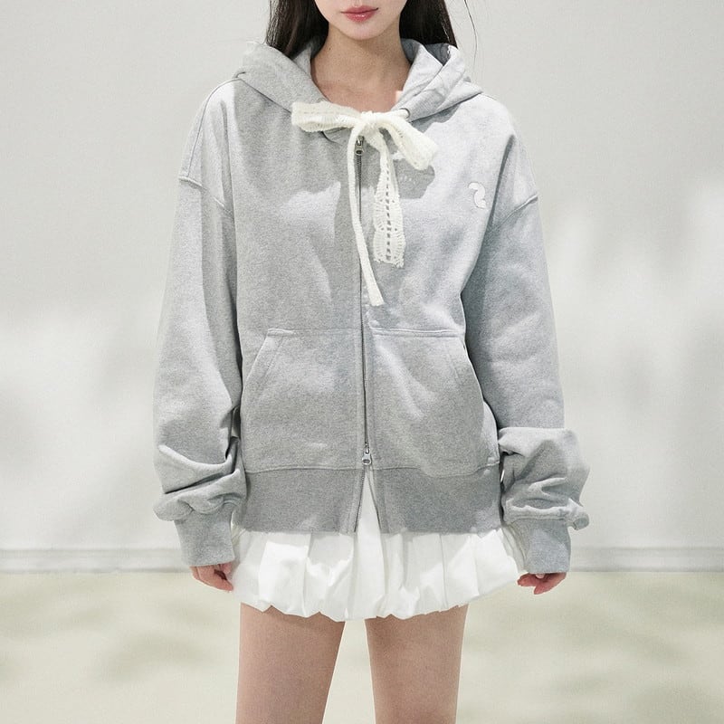 lace ribbon zip parka m1227