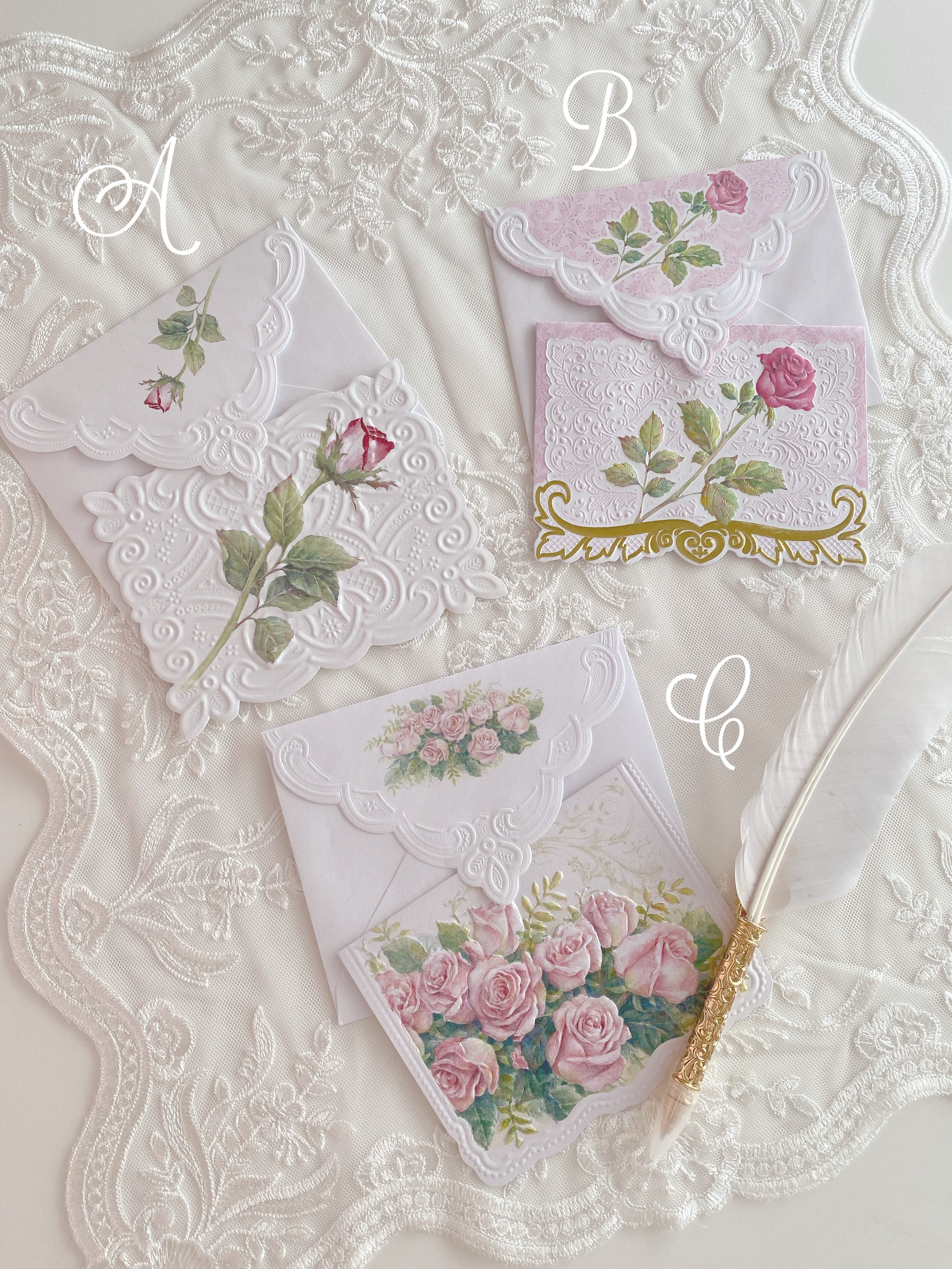 rose greeting card set