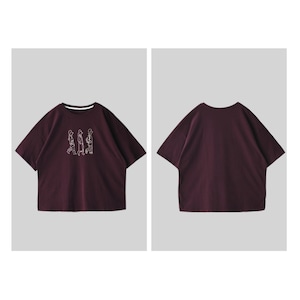 ラインイラストオーバーサイズクルーネックTシャツ A00374