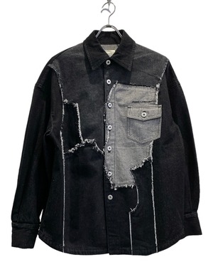 FENG CHEN WANG / RAW EDGE PATCHWORK DENIM JACKET