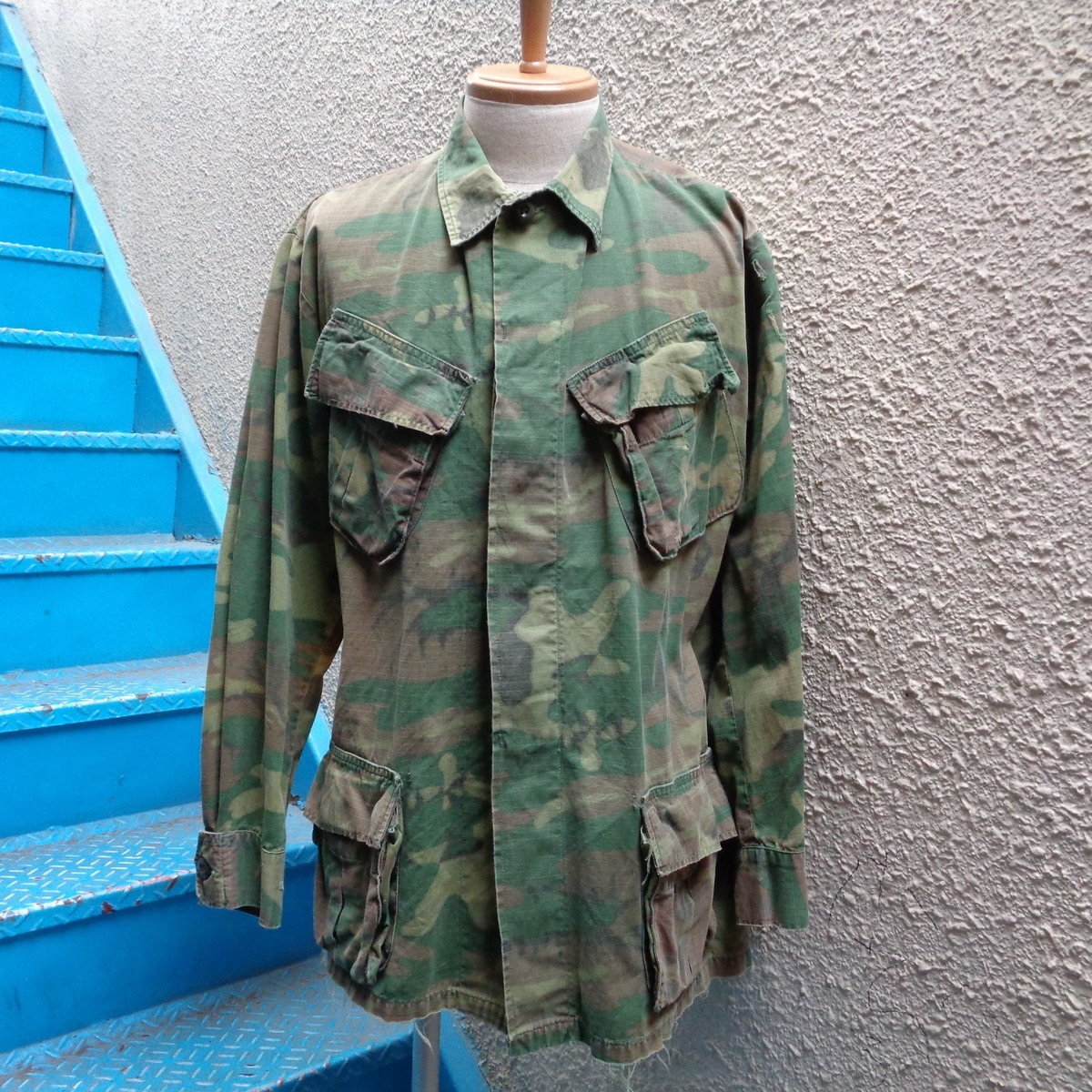 60's U.S.ARMY ERDL Pattern Jungle Fatigue Jacket／60年代 アメリカ軍 グリーンリーフカモ ジ ...