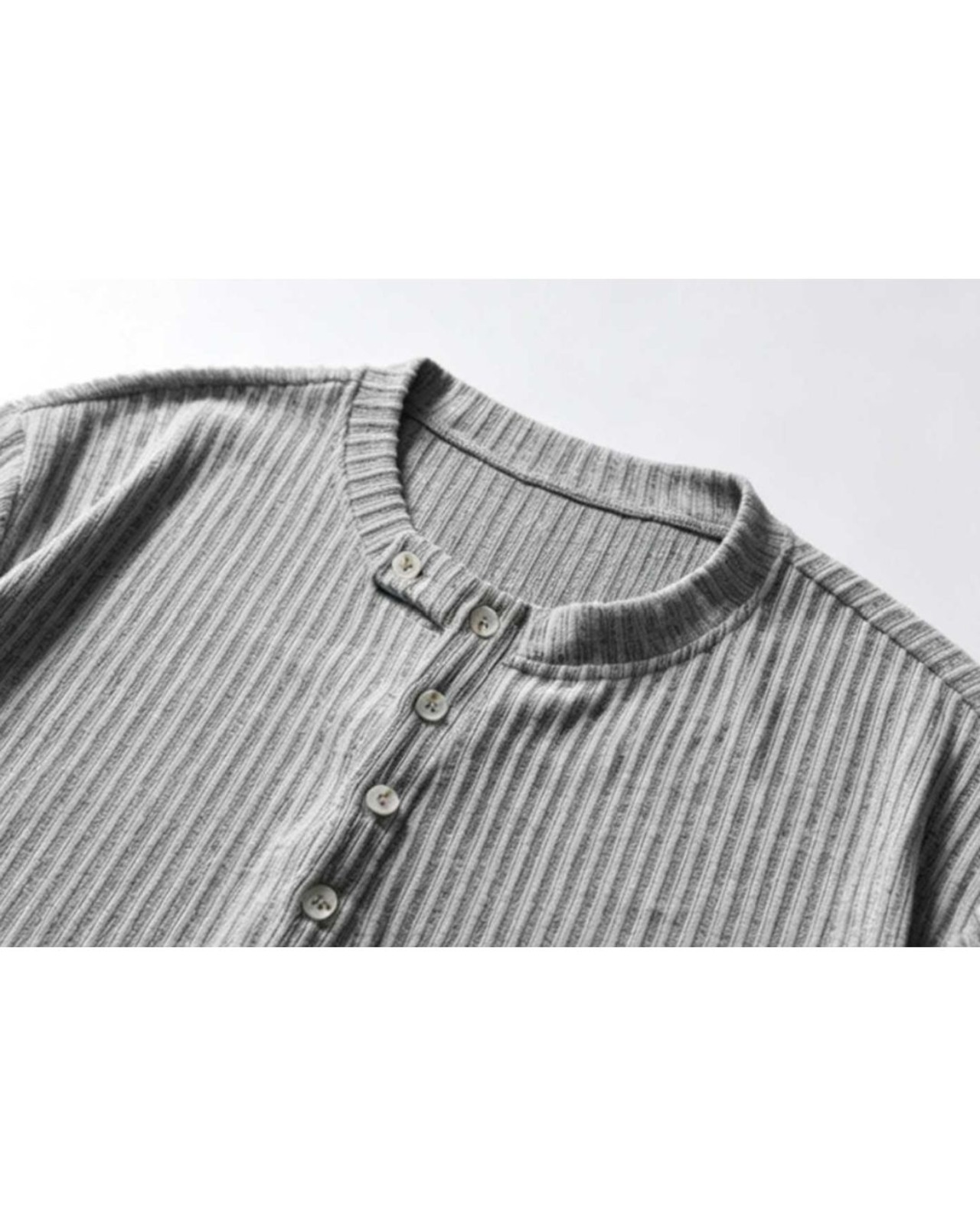 リブニットヘンリーネック長袖Tシャツ　S0668