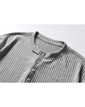 リブニットヘンリーネック長袖Tシャツ　S0668