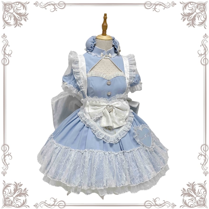 中華ロリータ メイドワンピース 5点セット 水色 天使界隈｜WithU