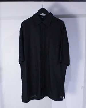 【Caka BLACK】Black Linen Vintage Loose S/S Shirt