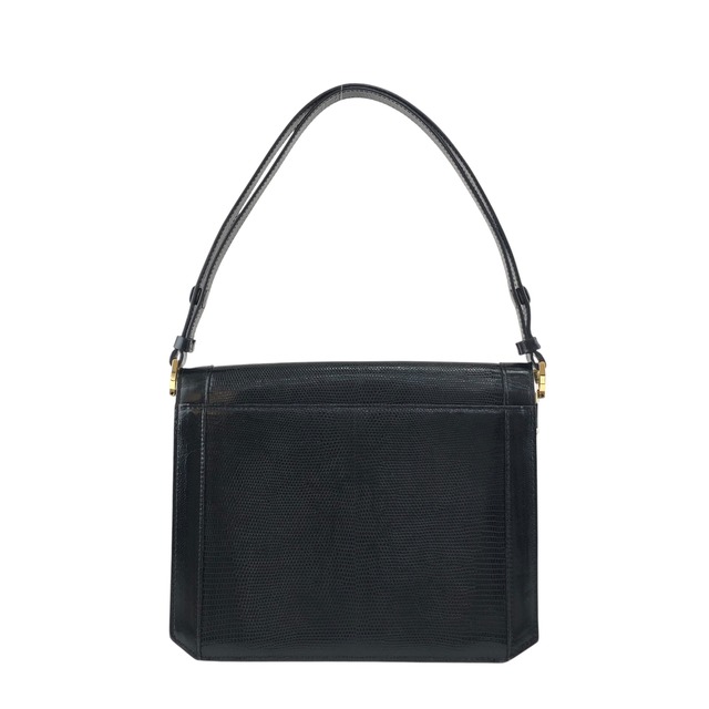 Yves Saint Laurent イヴ・サンローラン   ショルダーバッグ ブラック YSL リザード型押し  5nbvi3