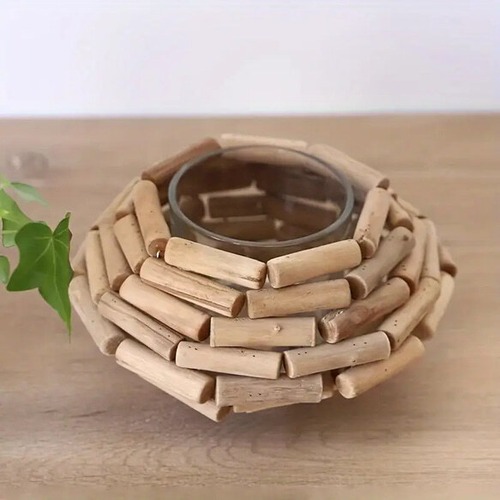 花瓶 木製 水耕栽培 低植物 フラワースタンド ドライフラワー デスク リビング カフェ装飾 おしゃれ 北欧