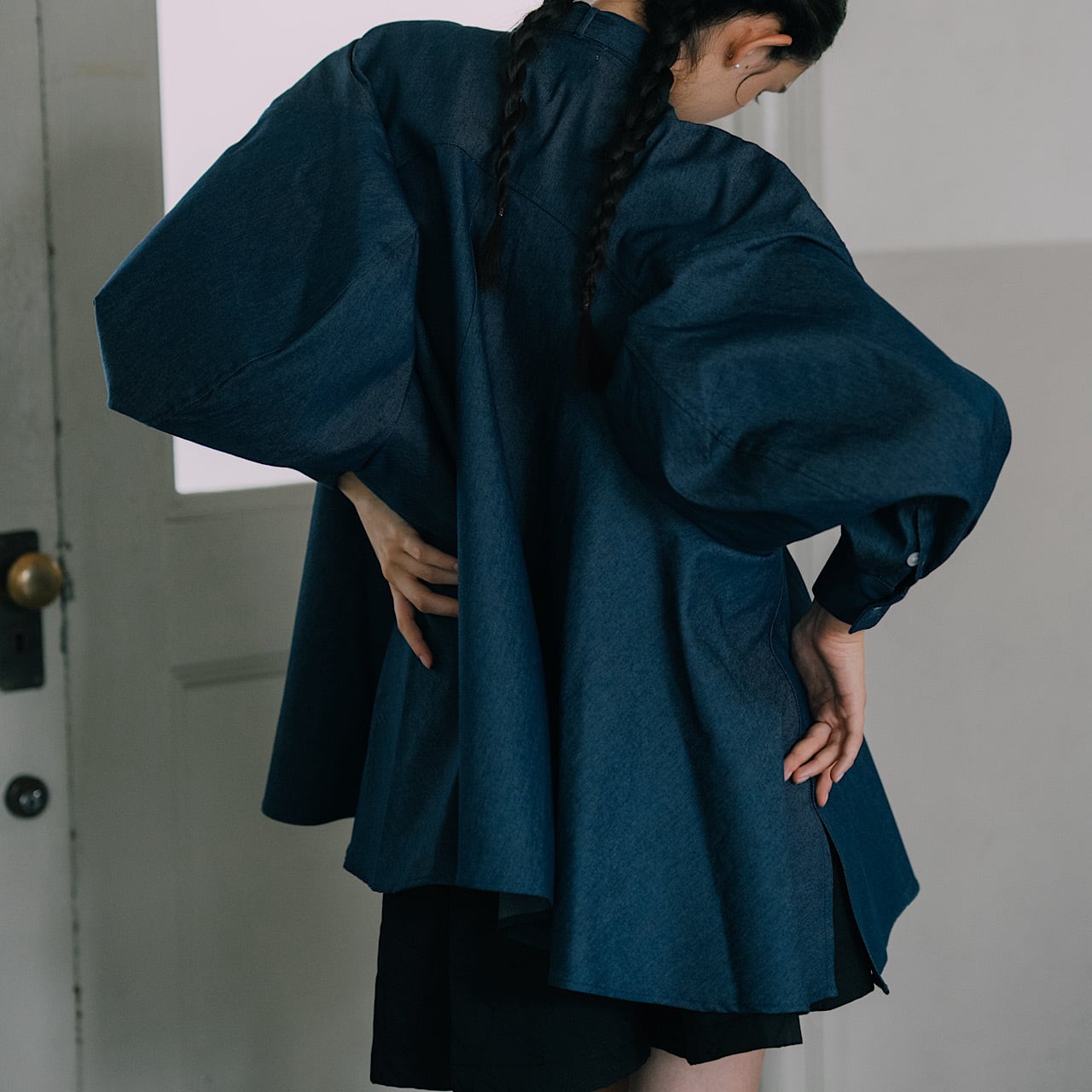 linkable ボウタイデニムブラウス(インディゴ) ボウタイデニムブラウス(インディゴ) | LINKABLE