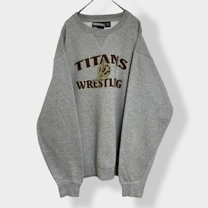 【PENNANT】レスリング TITANS WRESTLING ロゴ プリント スウェット トレーナー プルオーバー M グレー US古着