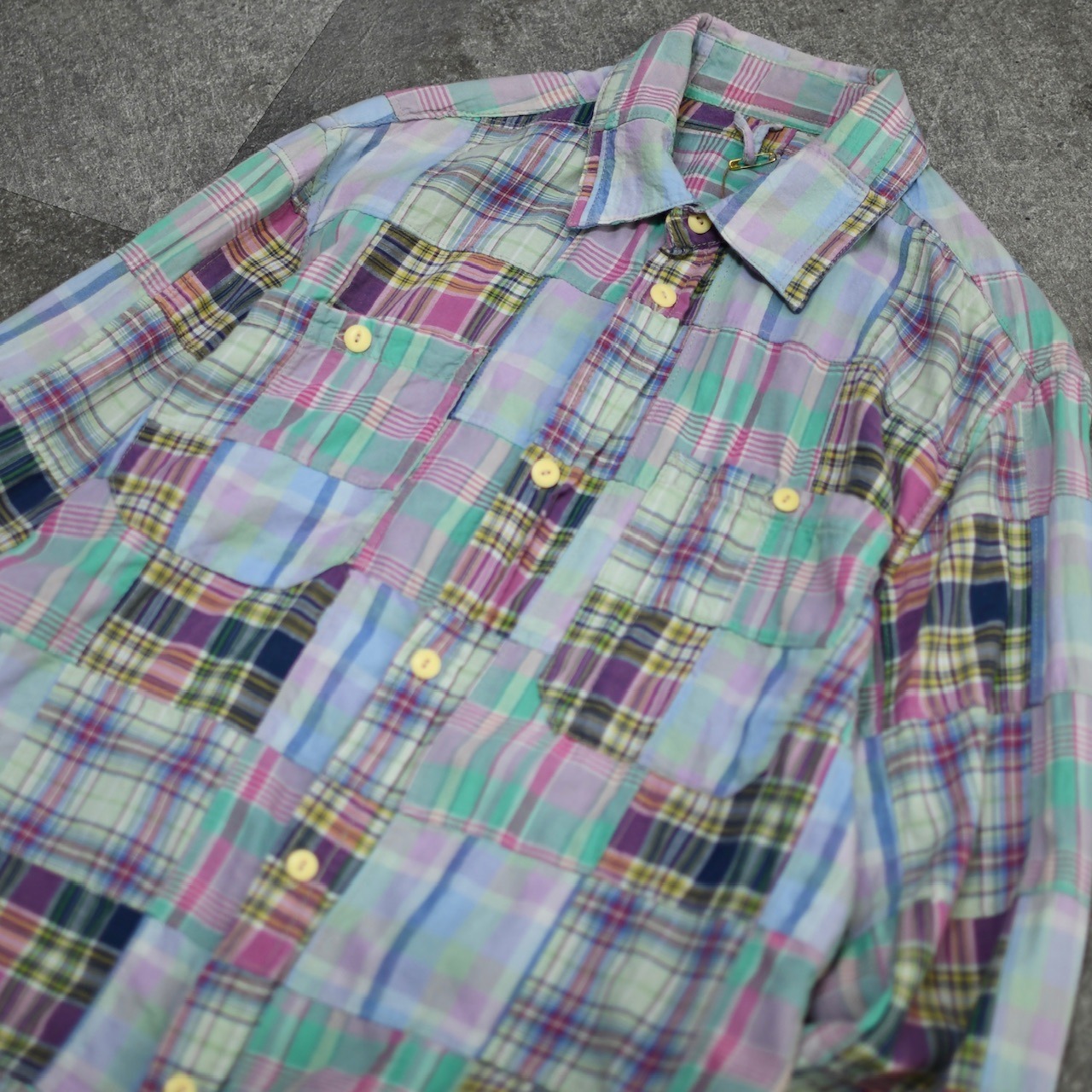 patchwork plain weave cotton shirt