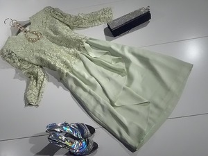 ★13号☆パステル系グリ－ンフォ－マルドレスワンピ(OPN5151)