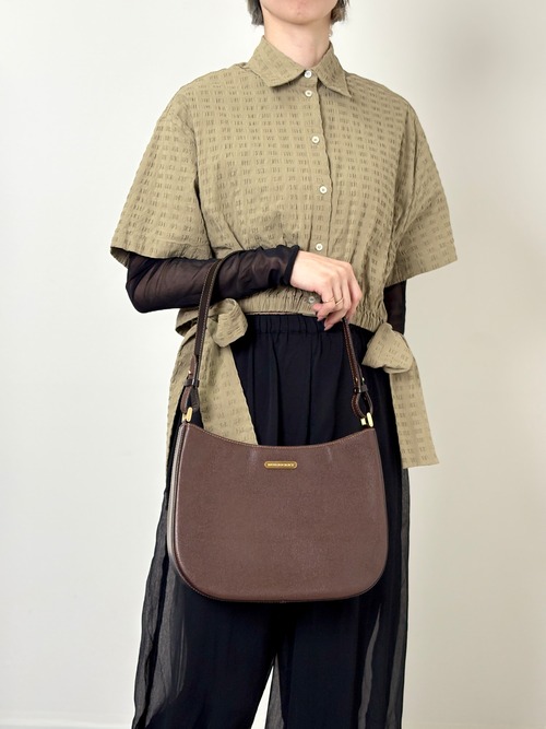 BURBERRY バーバリー ショルダーバッグ ブラウン プレートロゴ レザー ワンショルダー vintage ヴィンテージ オールド 6skns5