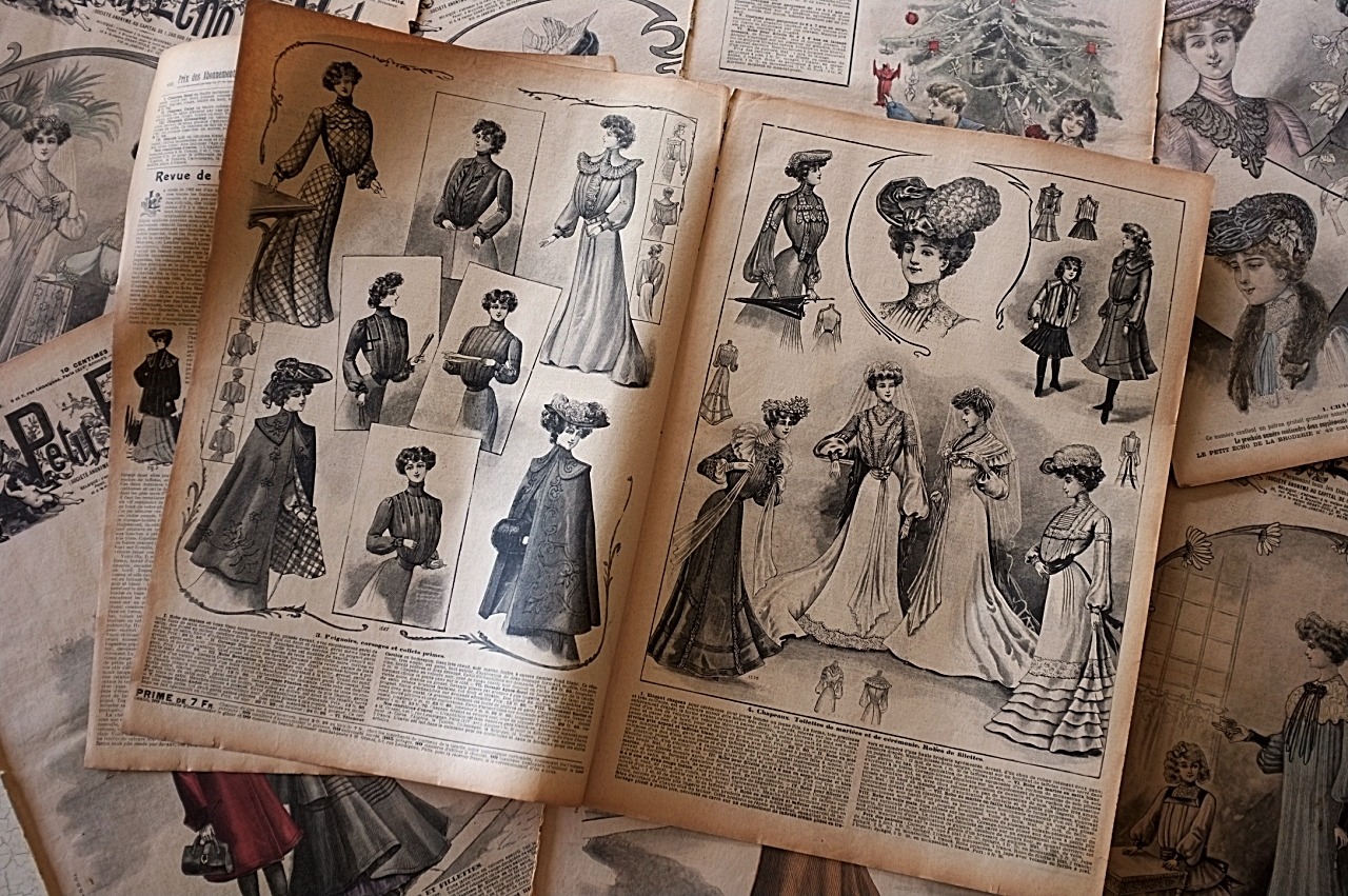 フランス 1902s Le Petit Echo de la Mode 44c 永遠の淑女とモード新聞b アンティーク