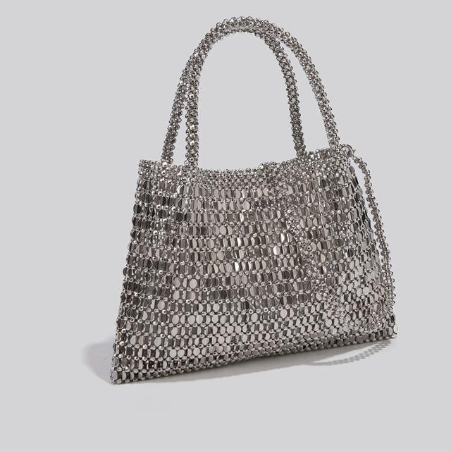 Metal Beads Handle Handbag L00110