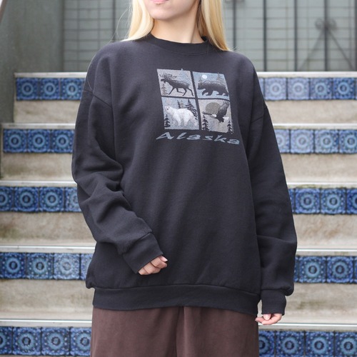 USA VINTAGE TULTEX ALASKA ANIMAL DESIGN SWEAT SHIRT/アメリカ古着アラスカアニマルデザインスウェット