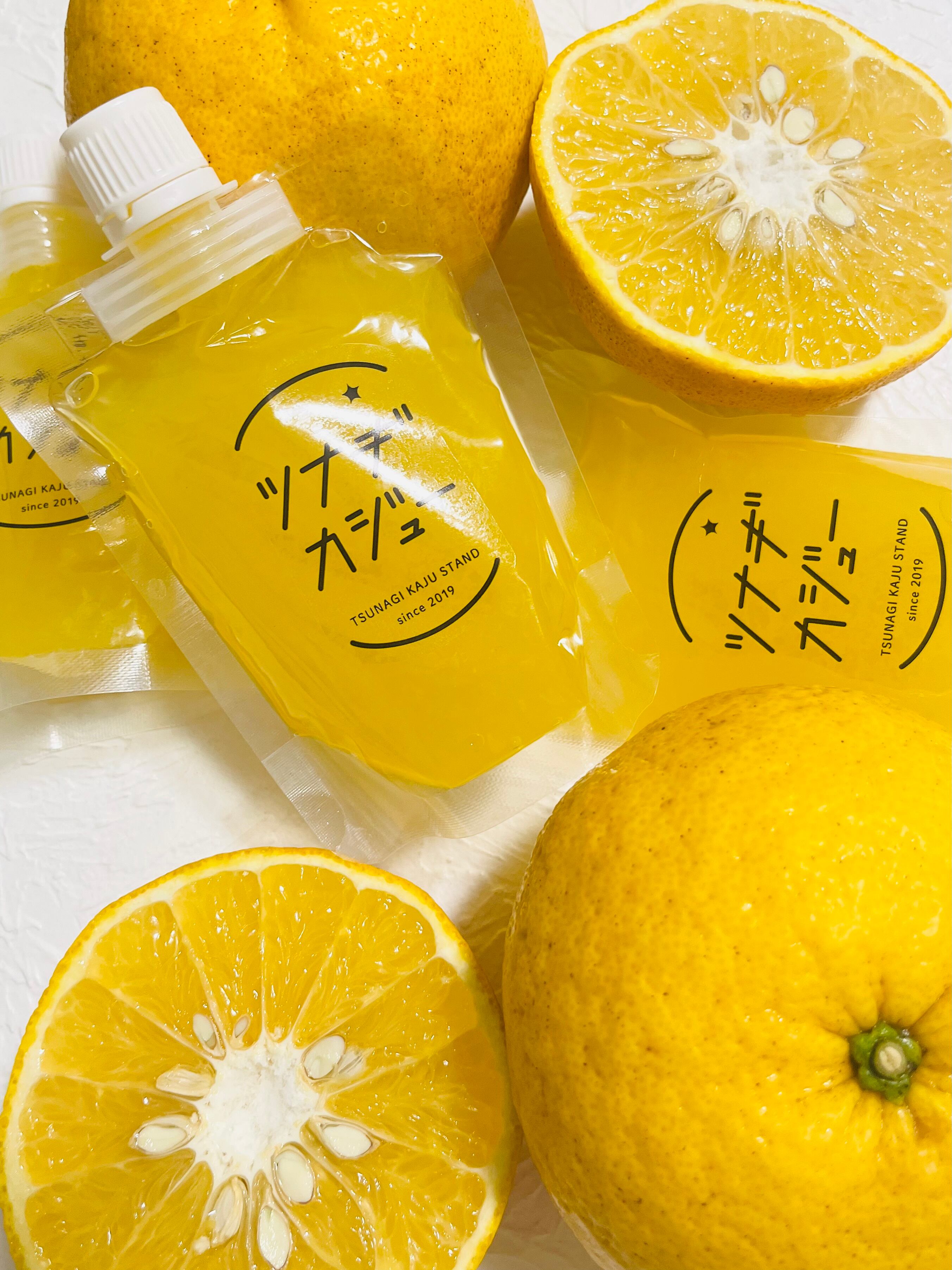 つなぎカジュージュレ６本入り　キウイ、レモン、木成り完熟甘夏のジュレ　3本入り