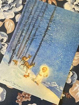 スイス製　『天使と森の動物たち』　エンジェル　ポストカード