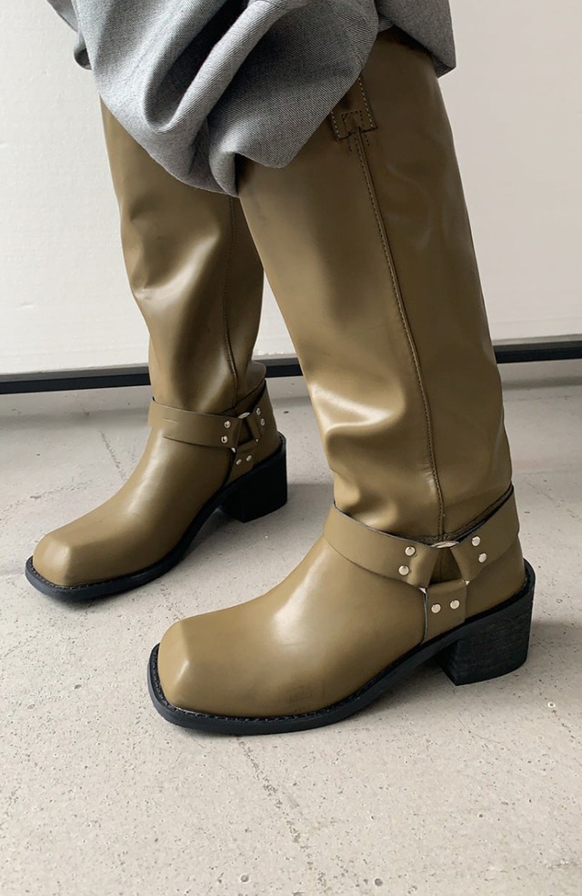 buckle straight long boots  2colors【20239022013】