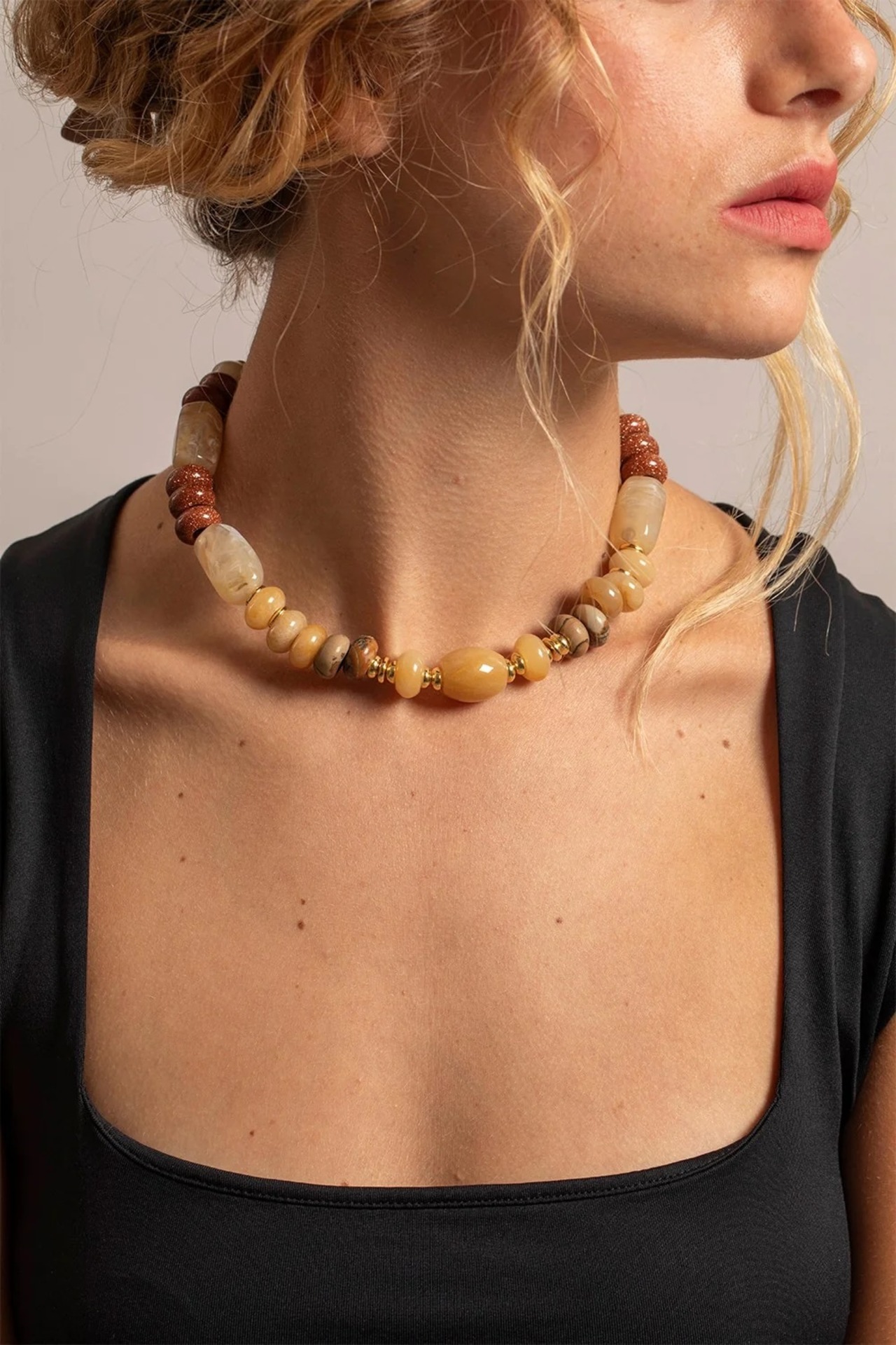 【Dolly Beige ドリー・ベイジュ 】40cm  ハンドストラップ ラコックフランセーズ フランス製 ハンドメイド スマホストラップ ネックレス La Coque Francaise