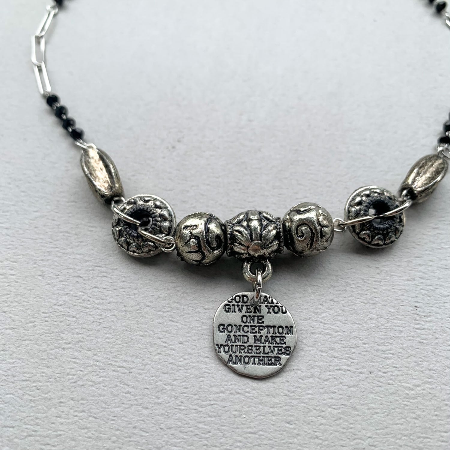 アンティーク風シルバービーズネックレス | Dua-アクセサリーパーツ