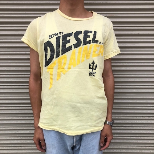 90s 00s Dielel ディーゼル プリントTシャツ Archive アーカイブ デザイナーズ ヴィンテージ イエロー ラバープリント チビT Y2K S