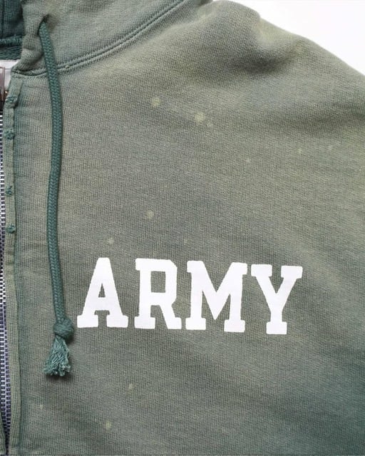 BOWWOW ARMY ZIP HOODIE AGED AGED GREEN | BASE LINE
