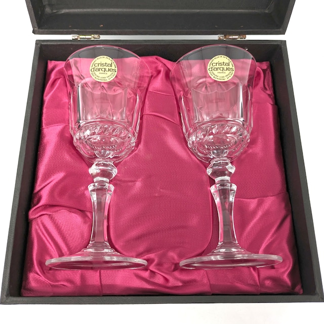 CRISTAL d`Arques・クリスタルダルク・ペアワイングラス・フランス製・No.230812-02・梱包サイズ60