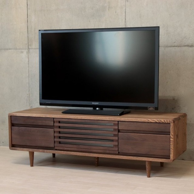 匠デザイン 無垢材 幅125 TVボード ハイタイプ テレビボード 木製 無垢 おしゃれ リモコン ウォールナット ブラウン 北欧ビンテージ系