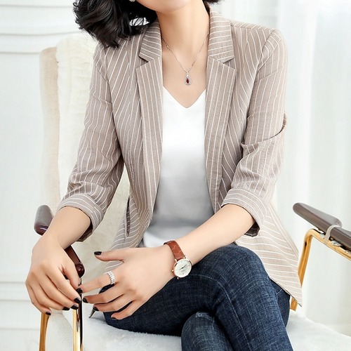 ジャケット　七分丈　ストライプ　ストライプ　きれいめ　初夏　お呼ばれ　レディース　BACB0061