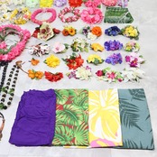 フラダンス 小物 まとめ売り 70点以上 セット レイ フラワーレイ クウペエ ネックレス パレオ シェルレイ ククイ イリマ 白 黄 緑 紫 赤 ピンク カラフル アクセサリー ヘアクリップ ヘアアクセサリー タヒチアン ホワイト系 レッド系 ピンク系