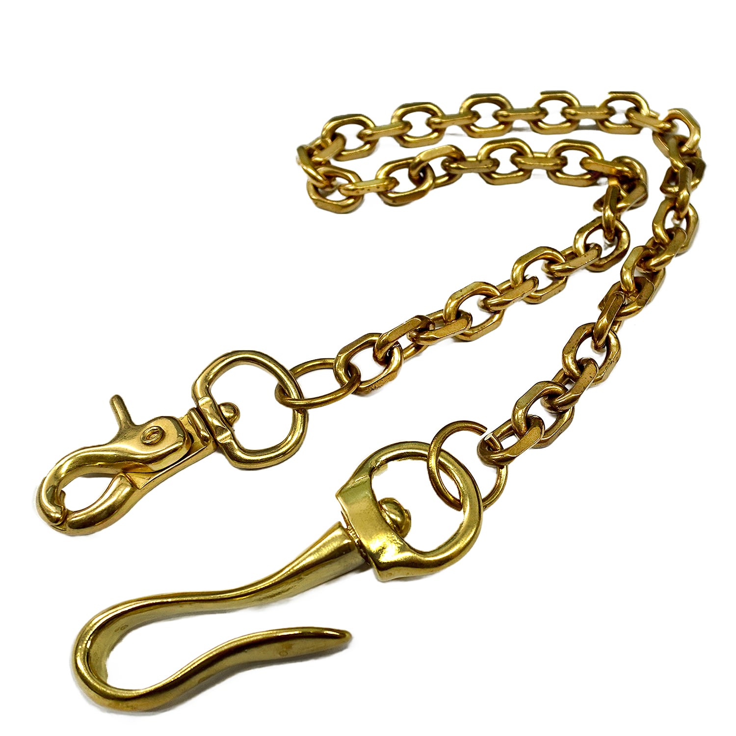 US ウォレットチェーン ショートタイプ アメカジ アメリカ USA ビンテージ 真鍮 ブラス フック