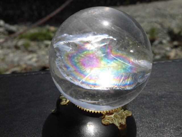 【送料無料】【高品質】59mmブラジル産天然レインボー水晶玉 no.2