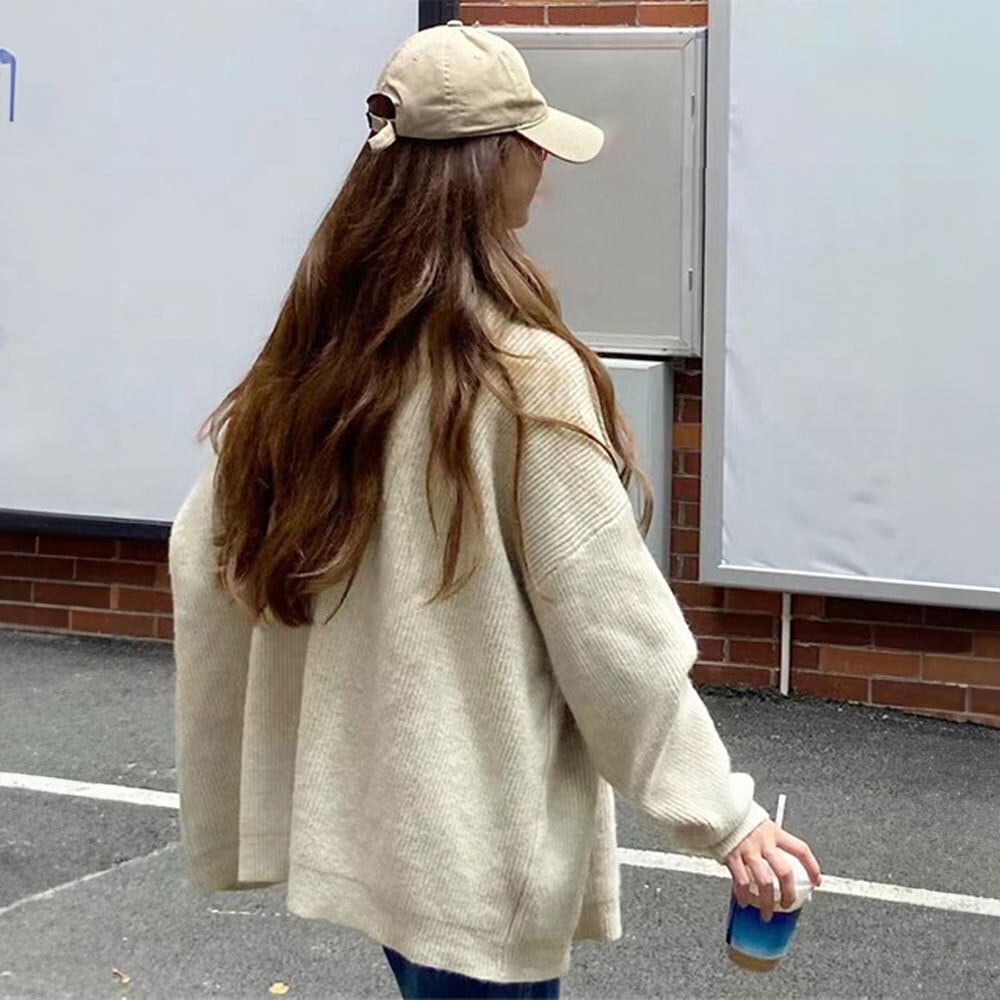 カーディガン 韓国 レディース メンズ ニット L 女子 ユニセックス 秋 2WAYネックニットカーディガン レディース トップス 長袖 秋服 冬服 ハイネック 10代 20代 30代 韓国ファッション 韓国 リブ 羽織り  （ホワイト）