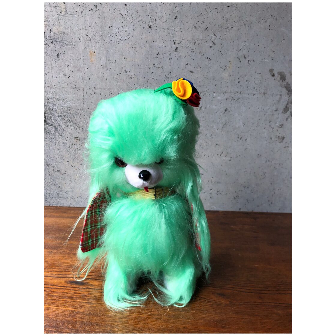 70年代 昭和レトロポップぬいぐるみ お手入れワンちゃん ミント色 犬 