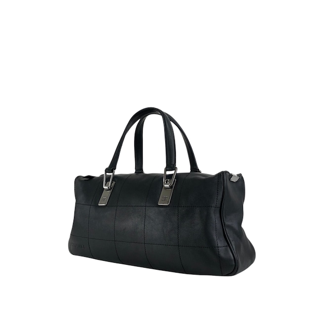 CHANEL シャネル チョコバー ハンドバッグ ブラック レザー ミニボストン vintage ヴィンテージ オールド 6yfva8