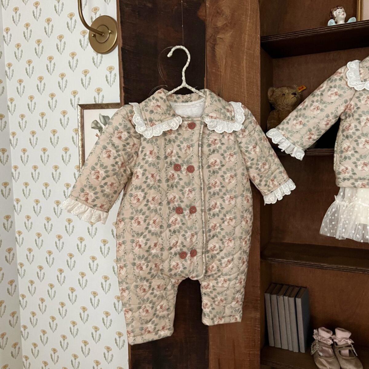 【BABY】韓国風 花柄レースオールインワン