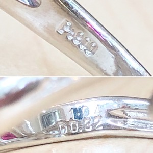 ✨上質カラー✨リボンモチーフ❣️ルビー ダイヤ Pt900 リング 指輪