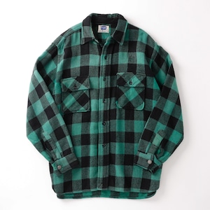 【美品】50s Pilgrim special vintage wool check flannel shirt big size mint condition made in USA ／ 50年代 ヴィンテージ ピルグリム  ウール チェック フランネル シャツ サイズ実寸XL ヘビーネル  USA製  ミントコンディション 緑