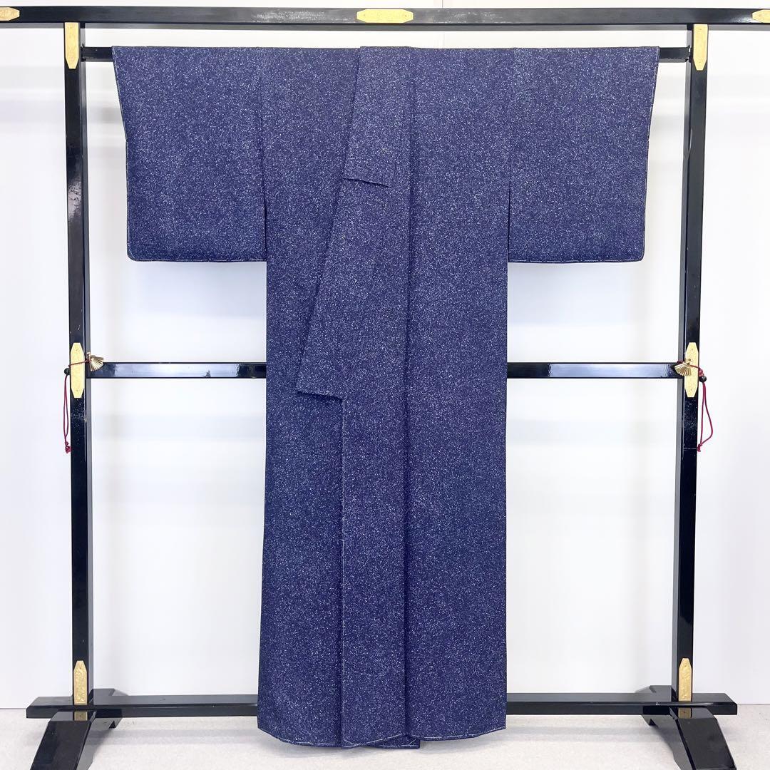 小紋 灰汁発酵建天然藍染 雰囲気の良い叩き染 保証書付 しつけ糸 K  