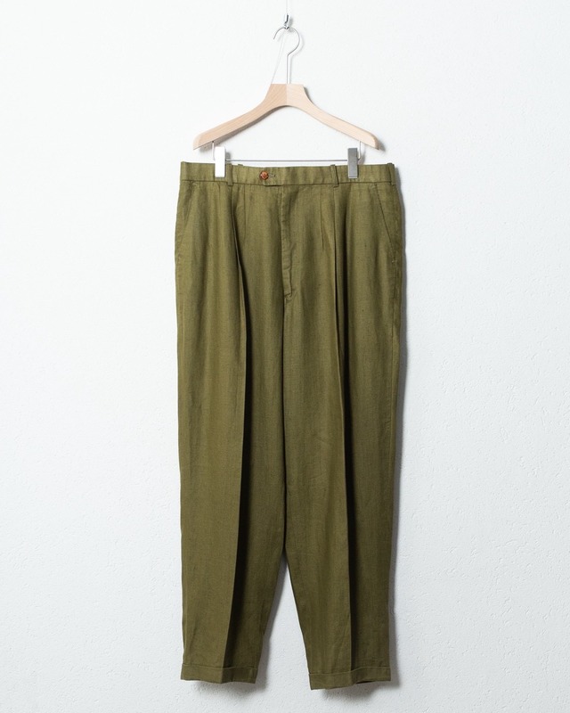 pleated baggy linen trousers