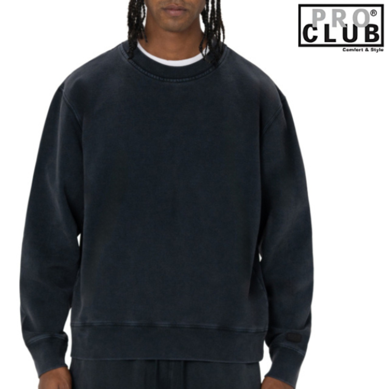 PRO CLUB / プロクラブ「Heavy Weight Vintage Wash Crew Neck Black」 - 1