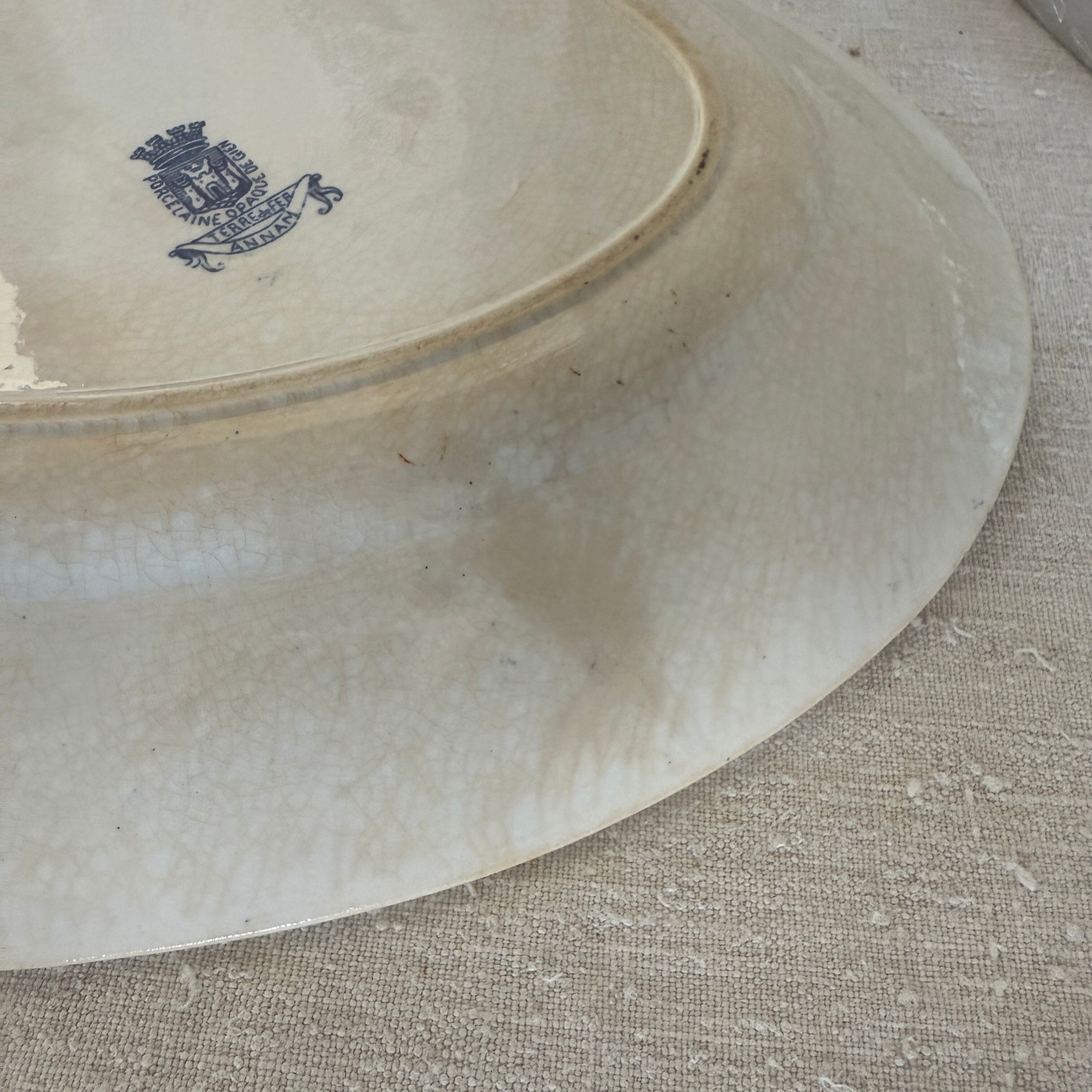 French Large Oval Plate By Gien/フランスジアン窯の大きなオーバル