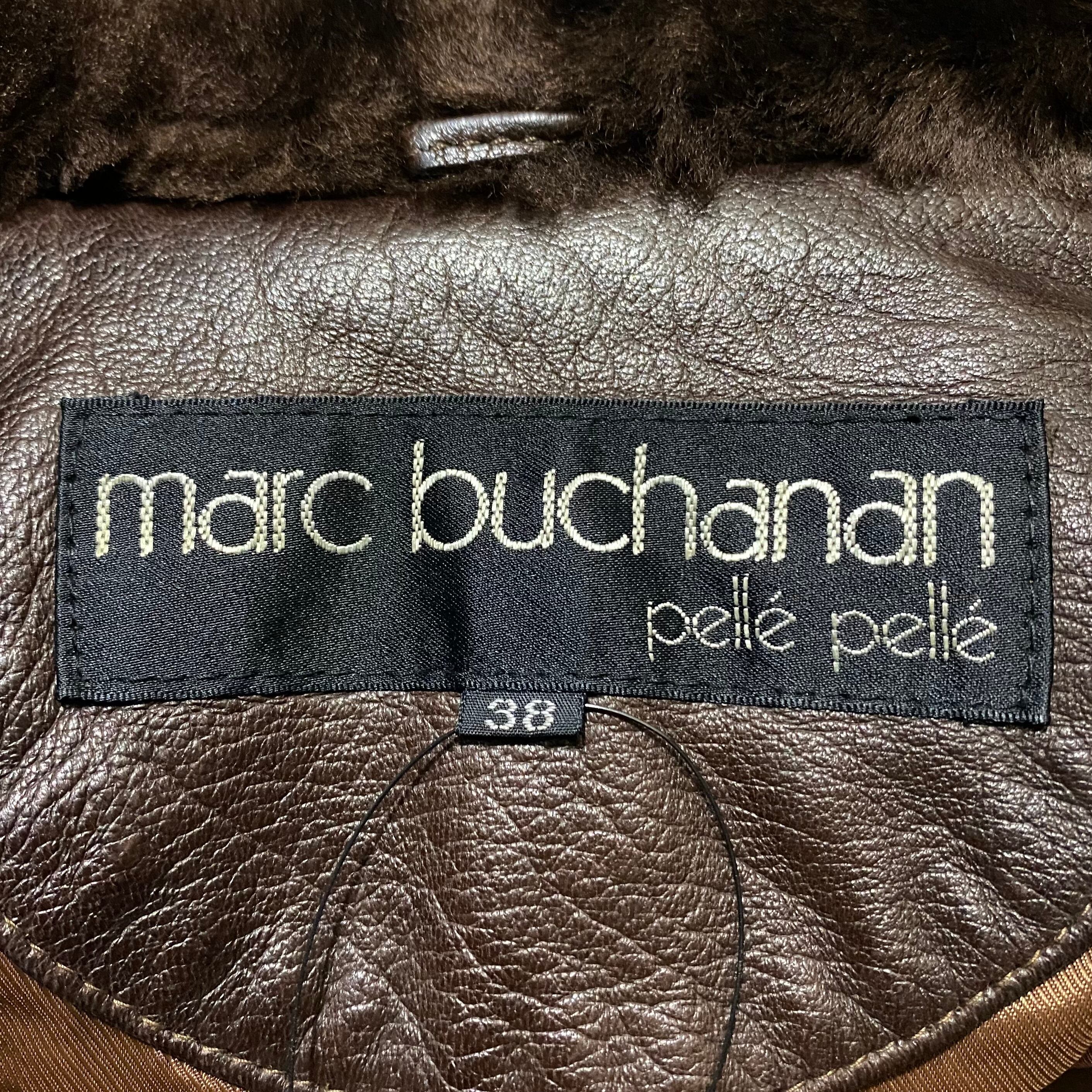 marc buchanan　ノーカラー　レザー　ファー　pelle pelle vintage MARC BUCHANAN PELLE PELLE shawl collar leather coat | NOIR