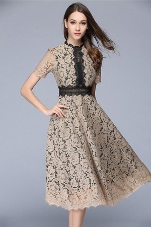 ★送料無料★13号（XL)☆デイシ－刺繍総レ－スミモレ丈ワンピ－ス(OPN2068)