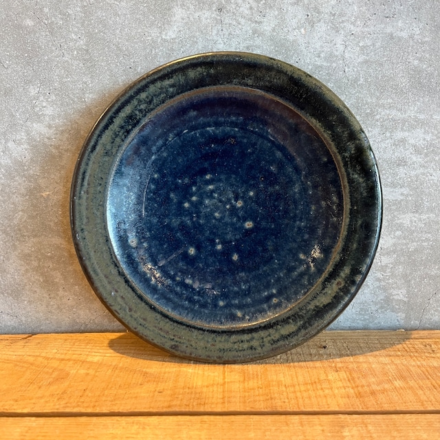 まゆみ窯  5.5寸リム皿（呉須いらぼ釉）